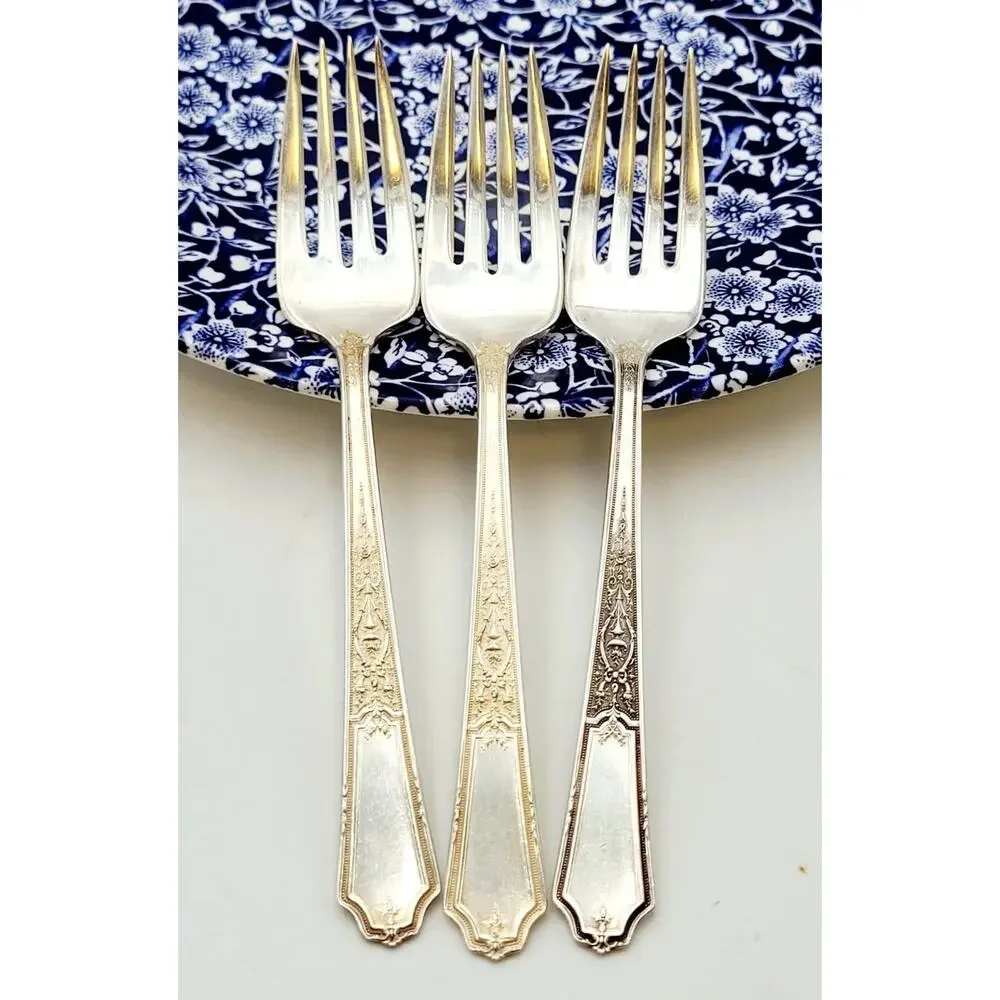 1847 Rogers Bros Ancestral Silverplate Set of 3 Salad Fork Discontinued